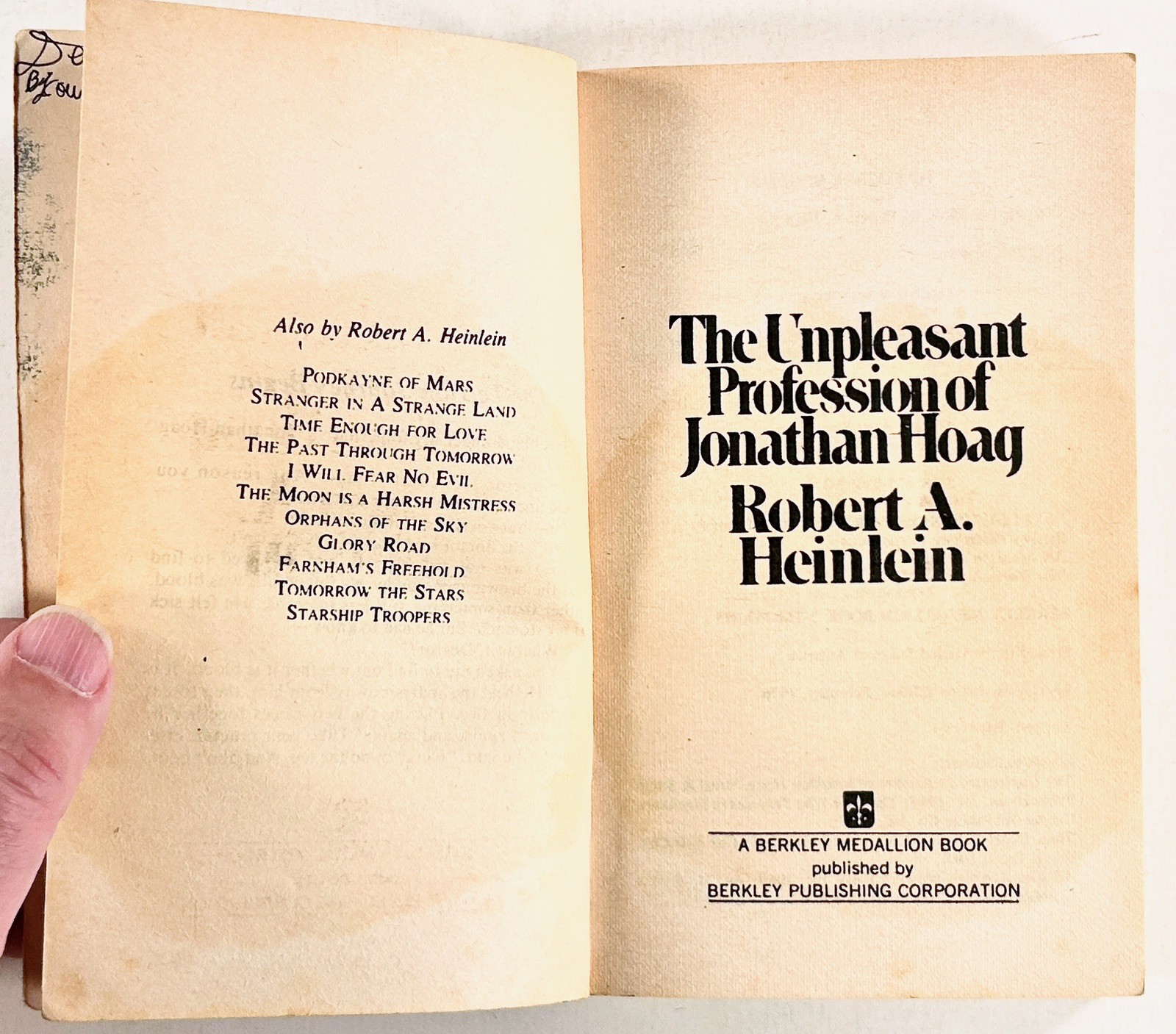 1976 Robert A. Heinlein UNPLEASANT PROFESSION OF JONATHAN HOAG SFF anthology PB