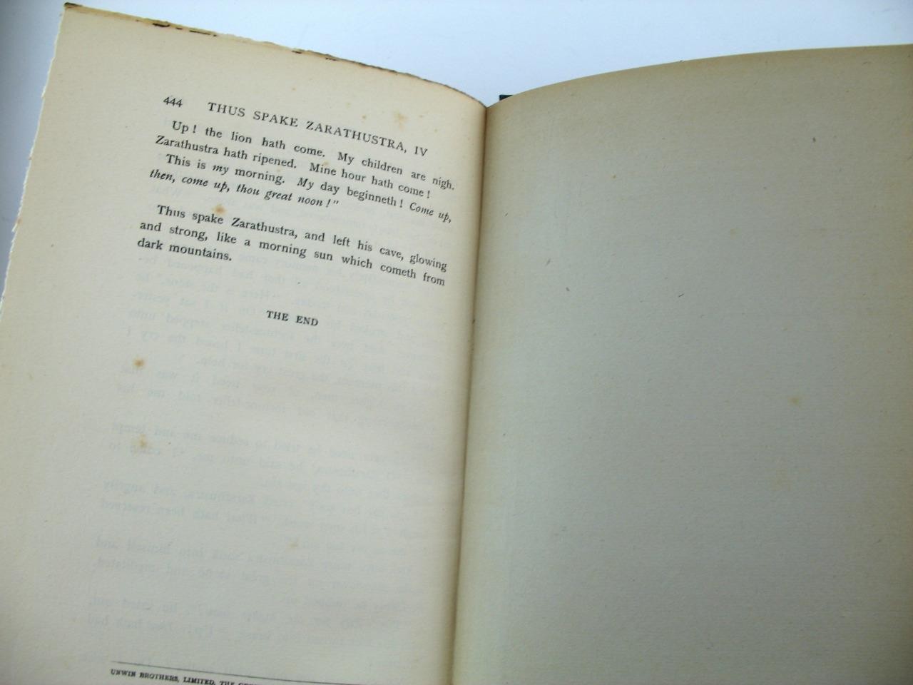Thus Spake Zarathustra A Book for All and None Nietzsche 2nd Impression 1908