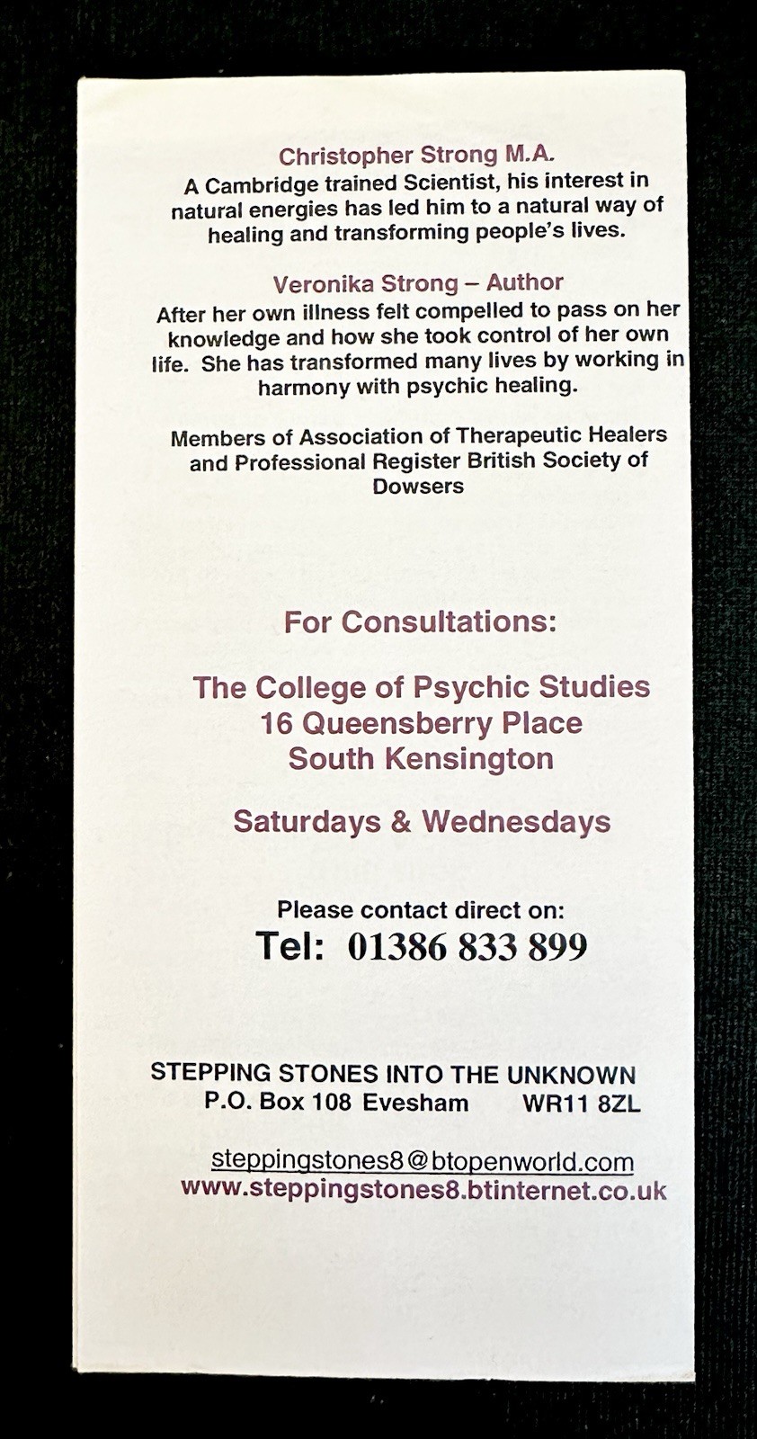SIGNED Stepping Stones Into the Unknown 1997 1st PB Veronika Strong Psychic VG+