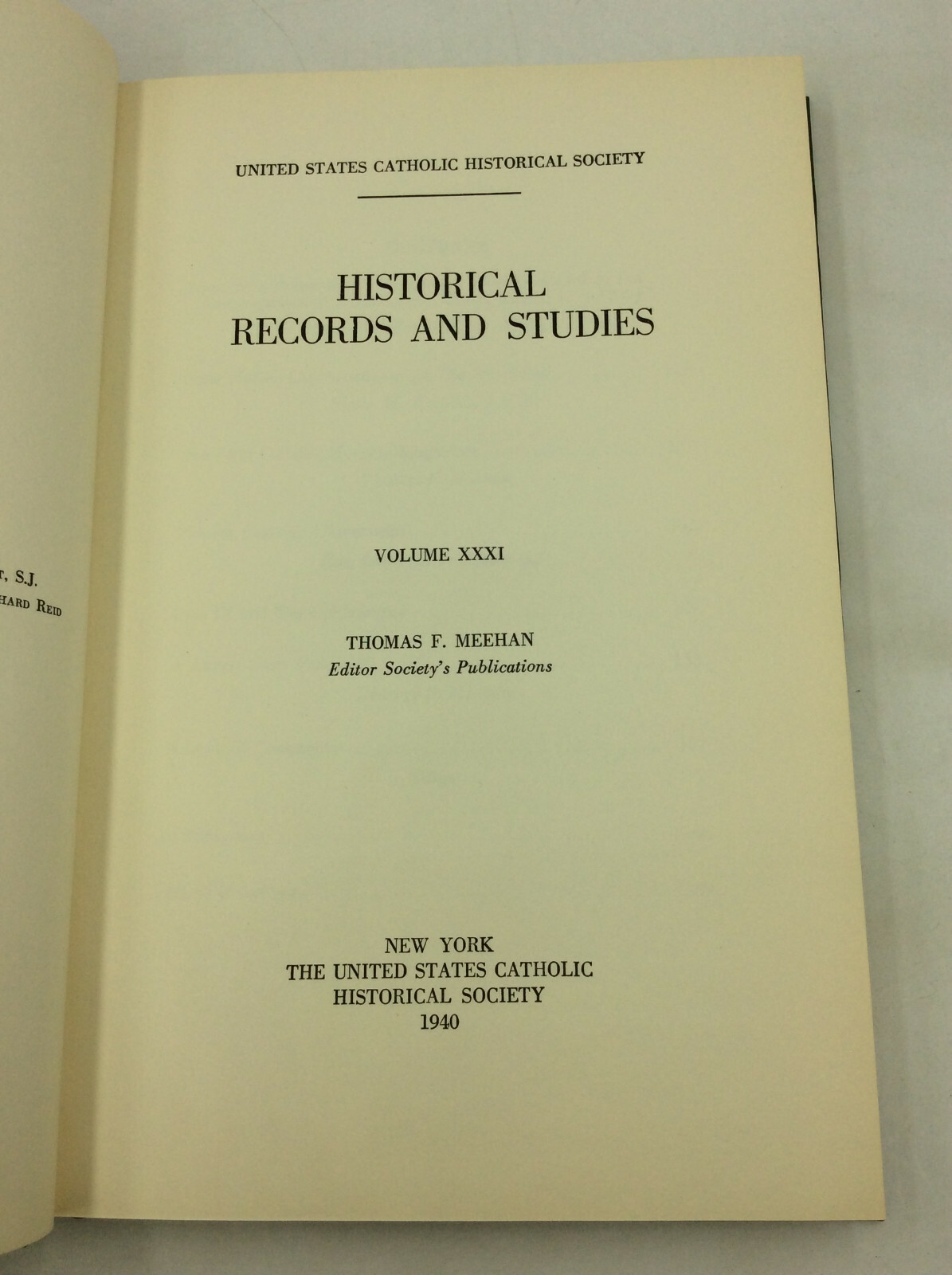 HISTORICAL RECORDS & STUDIES v. 31 – Meehan, 1940 – Catholic Historical Society
