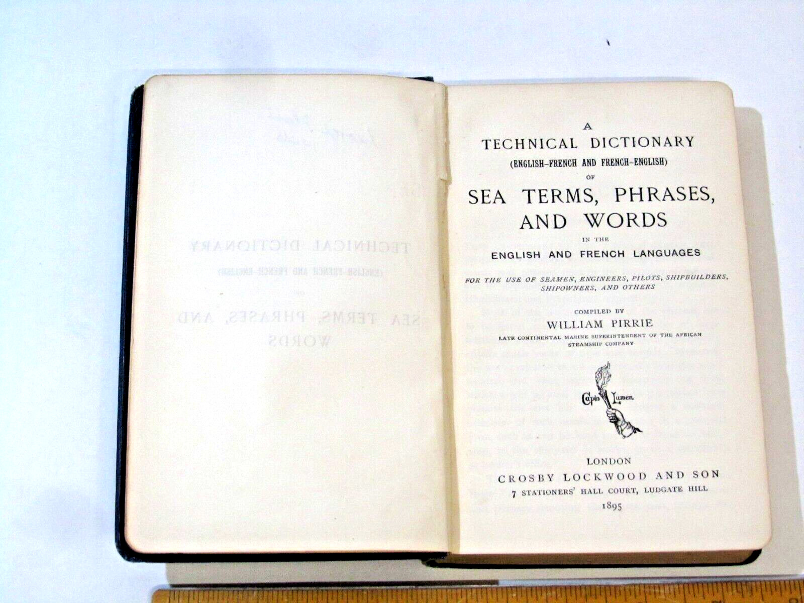 Eng./Fr. Dictionary of Sea Terms, Phrases & Words – William Pirrie – 1st HB 1895