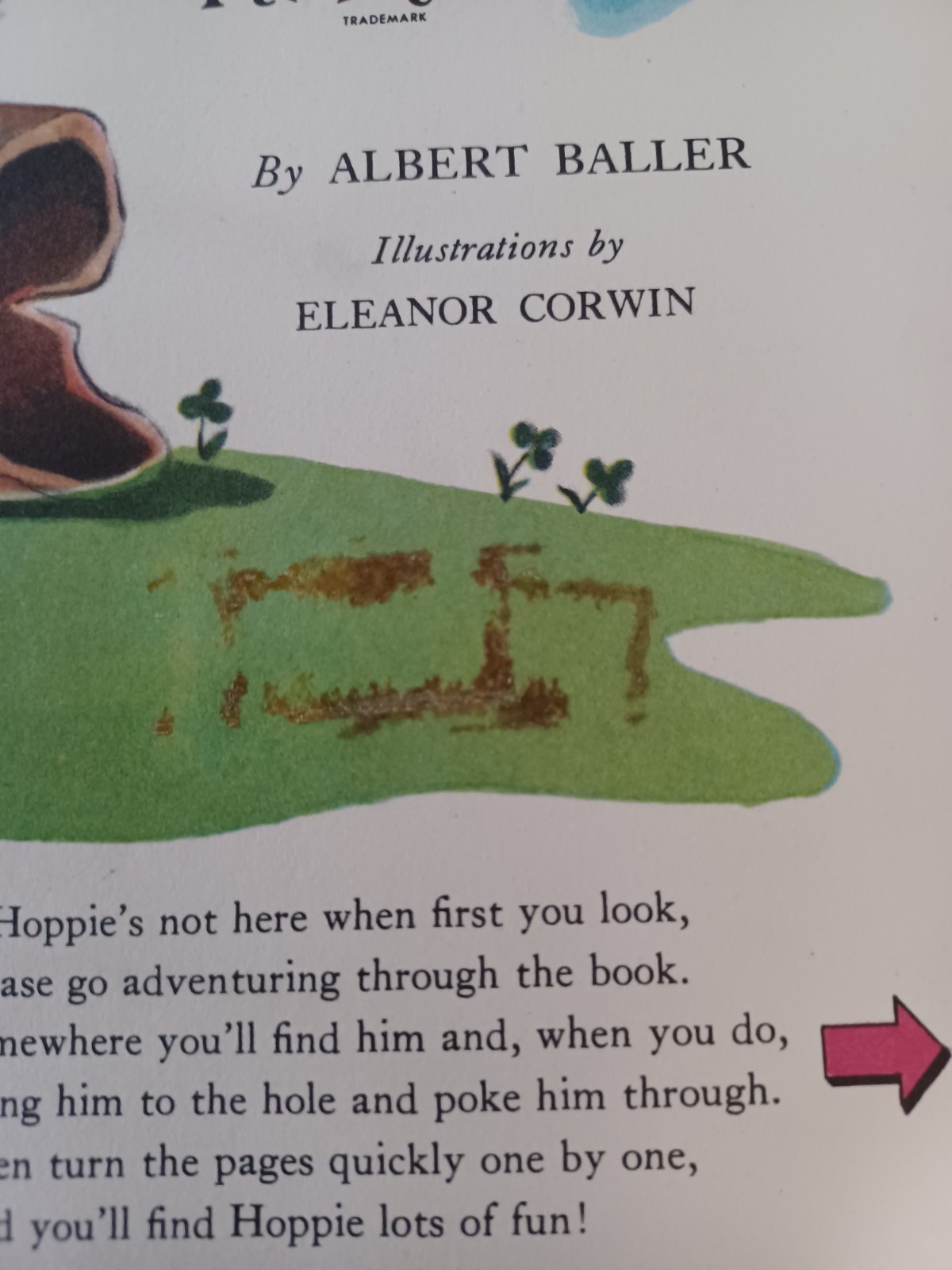Hoppie the Hopper Childrens Interactive Board Book InAction Yellow Vintage 1951