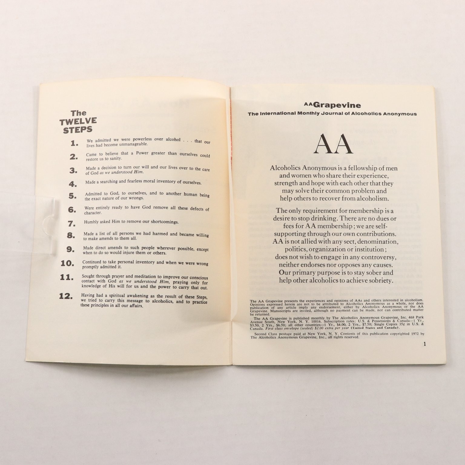 AA Grapevine May 1972 Vol 28 No 12 Alcoholics Anonymous Magazine 12 Steps RARE