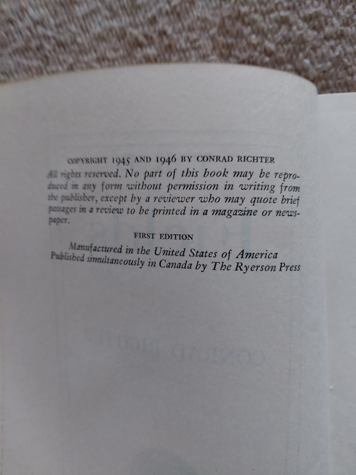 The Fields by Conrad Richter – 1st Edition Alfred A. Knopf 1946