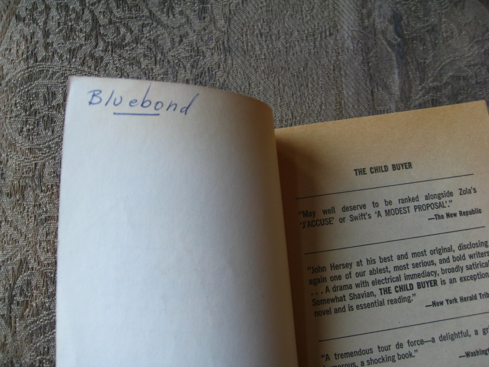 John Hersey – The Child Buyer – 1968 – paperback