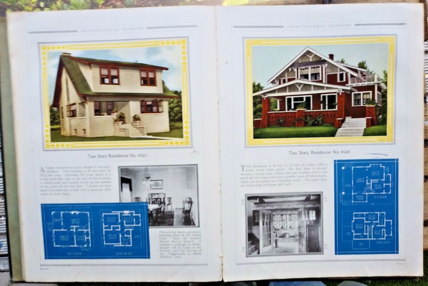 Architectural Economy 1920 House Home Floor Plan Design Book Bungalow Prairie