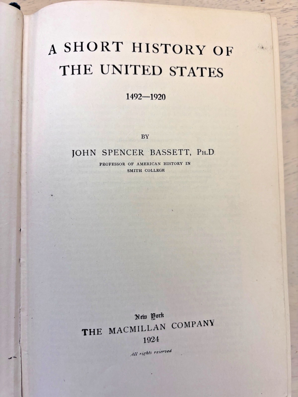 1924 A Short History of the United States 1492-1920 John Spencer Bassett US Maps