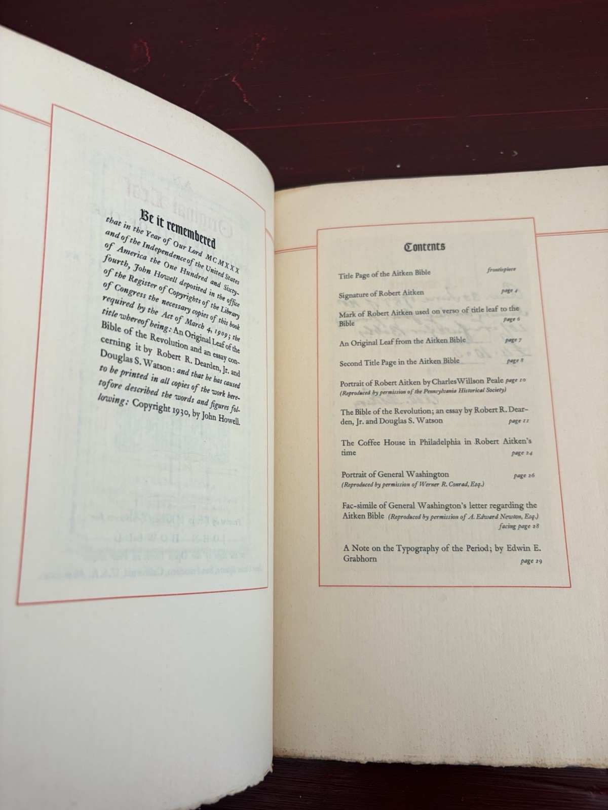 An Original Leaf From the Bible of the Revolution, John Howell, 1930, Signed