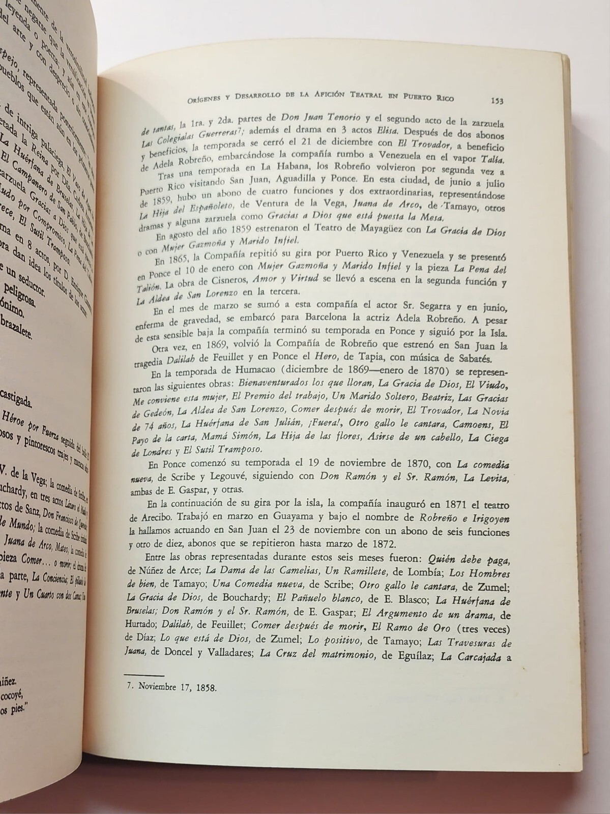 VTG H/C BOOK / ORIGENES Y DESARROLLO DE LA AFICION TEATRAL EN PUERTO RICO 1970
