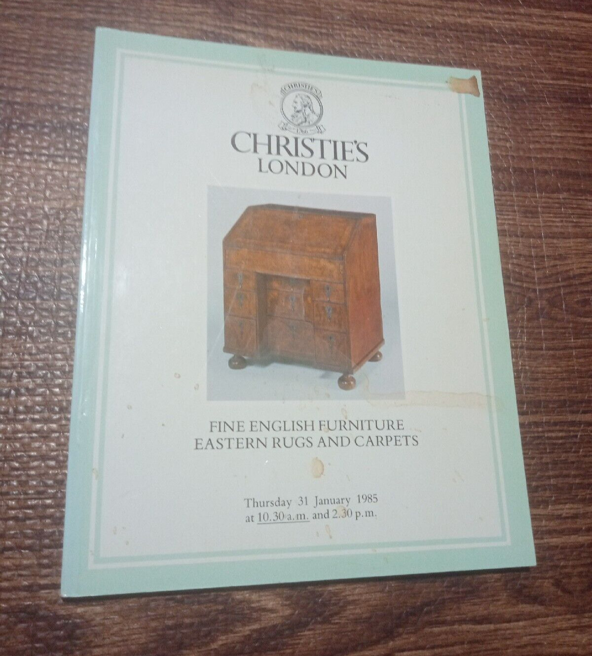 CHRISTIE’S LONDON – FINE ENGLISH FURNITURE & CARPETS THURSDAY 31 JANUARY 1985
