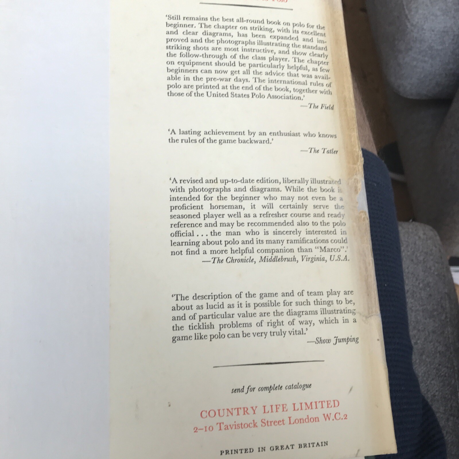 Introduction to Polo Marco Earl Louis Mountbatten of Burma 5th Edition 1965 HB