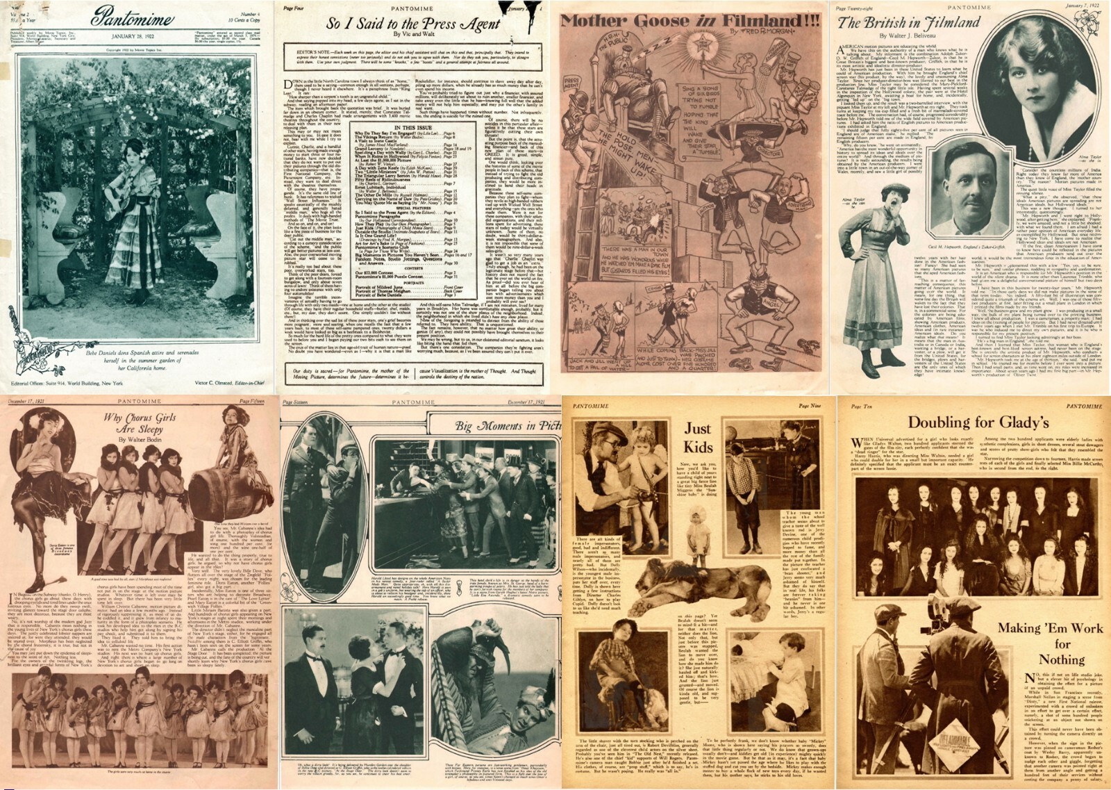 18 Old Issues of Pantomime – Illustrated Movie Fan Magazine (1921-1922) on DVD