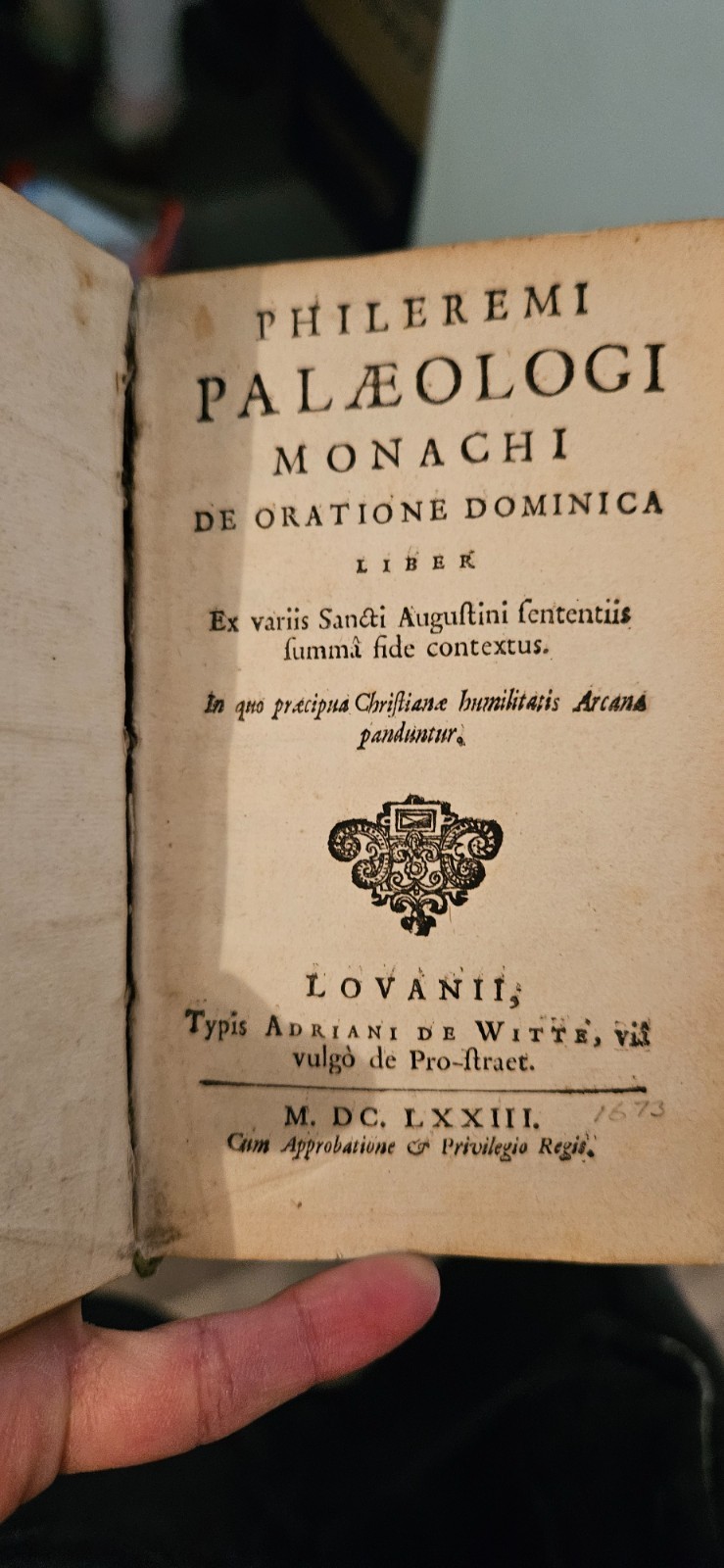 1673 Phileremi Palaeologi De Oratione Dominica Latin Book Vellum Binding Louvain