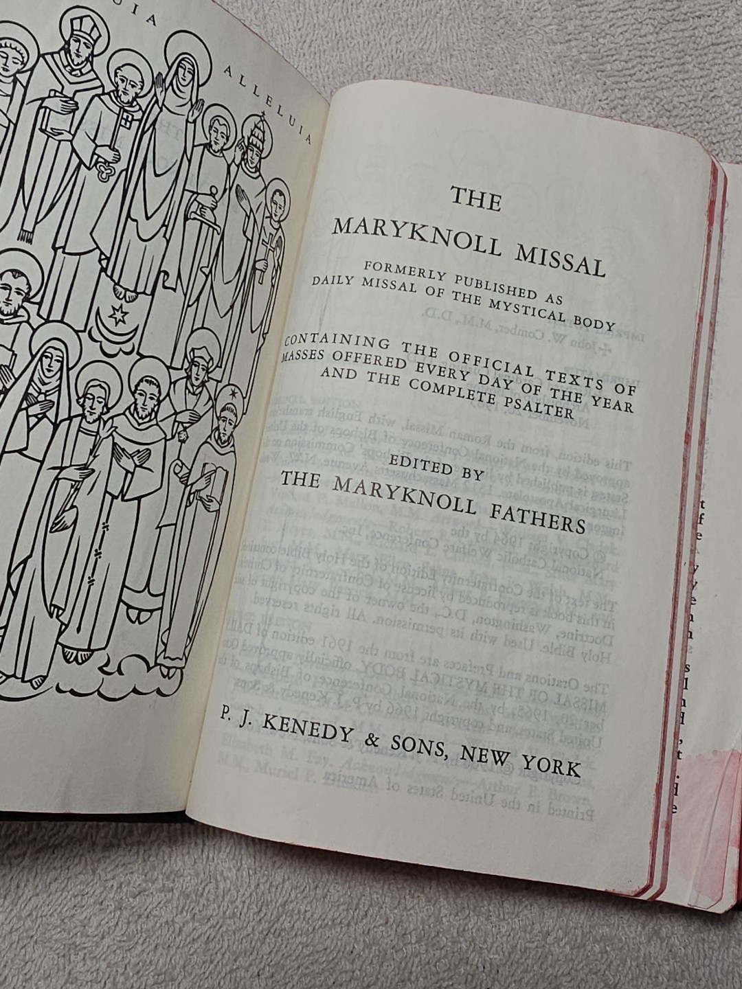 Maryknoll Missal Roman Catholic Book Vintage 1965 Ephemera Black Bonded Leather