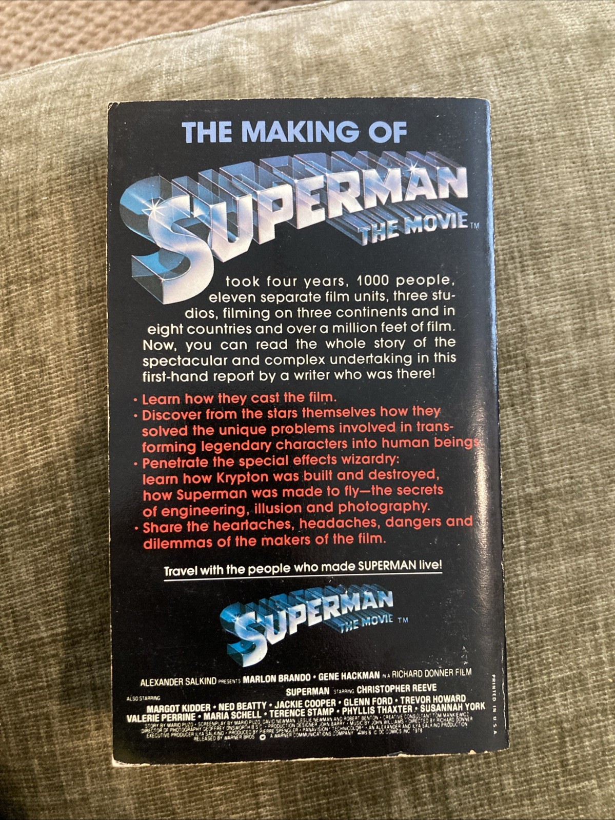Superhero Vintage Pb, Making Of Superman Movie by Petrou, Warner pbo 1978, VG