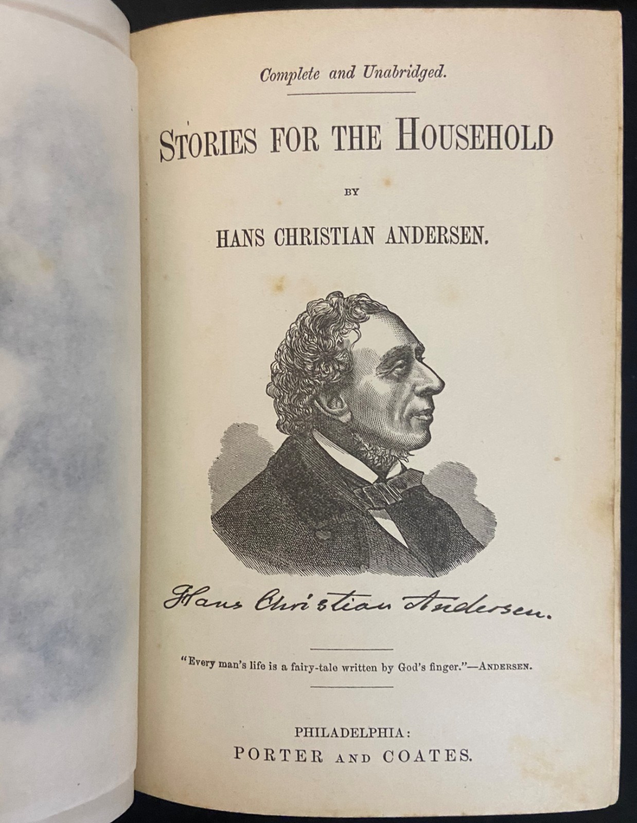 ANDERSEN’S FAIRY TALES Stories for the Household: Antique Victorian Book