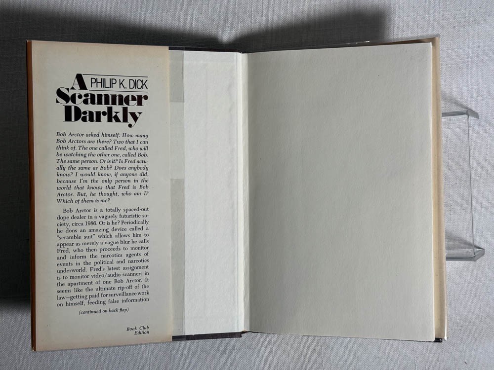 Philip K Dick A Scanner Darkly HC DJ Book Club Edition Sci Fi Cyberpunk