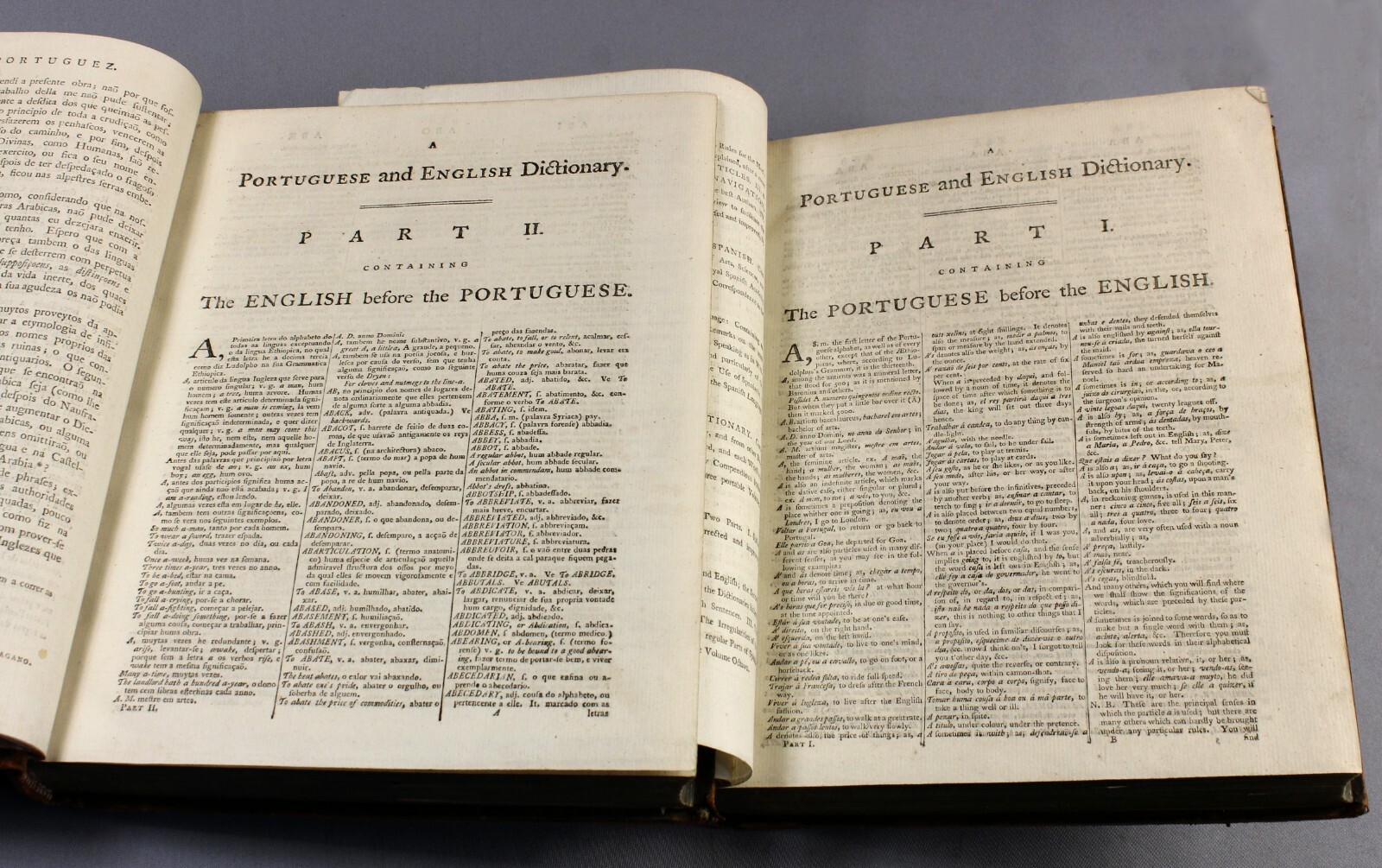 Rare Portuguese English dictionary – 1794 – Longfellow best – Ex Libris Gordon