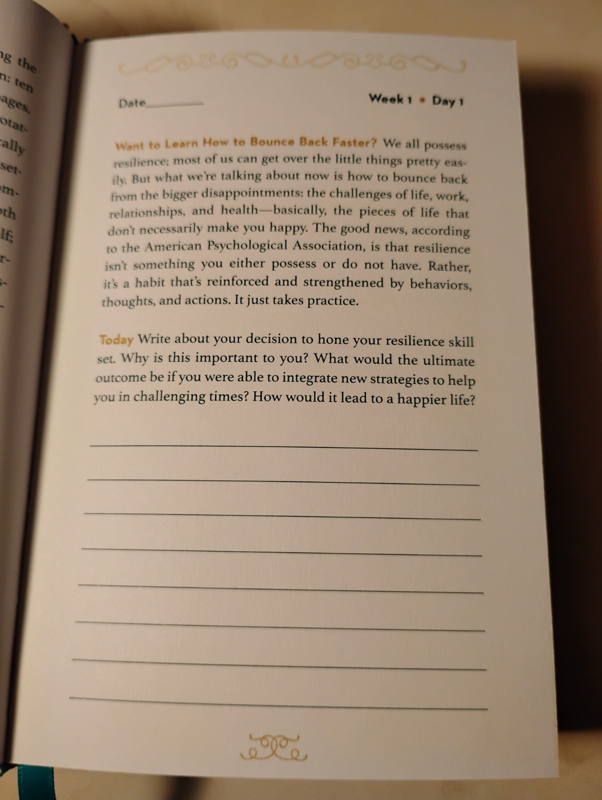 RESILIENCY JOURNAL Maria Gamb Self-Help Daily Prompts Hardcover Gilded Edges