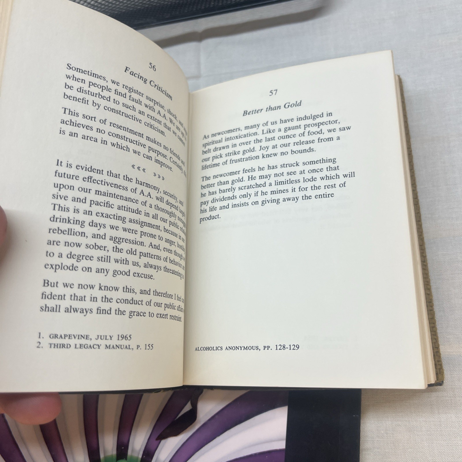 The A. A. Way of life, a reader by Bill. 1967 1st ed second printing. Good cond.