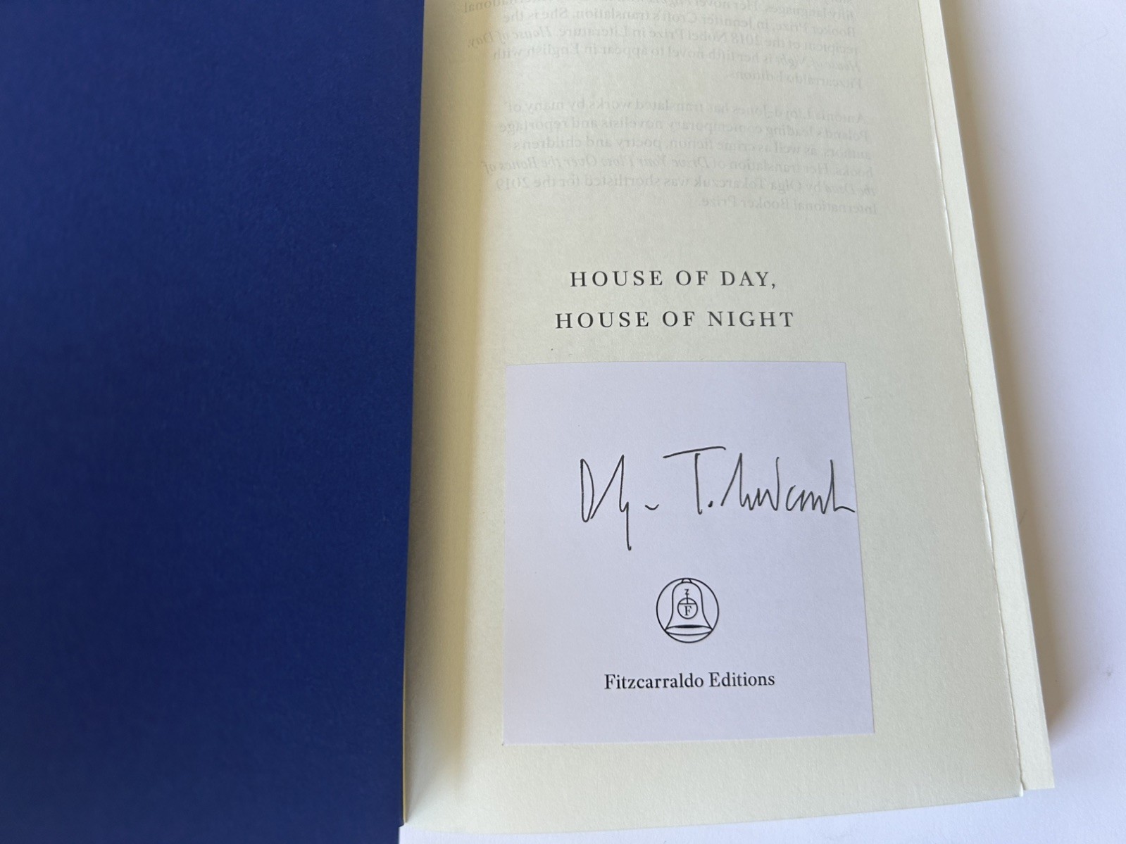 Signed House Of Day, House Of Night Olga Tokarczuk Fitzcarraldo Editions UK 1st