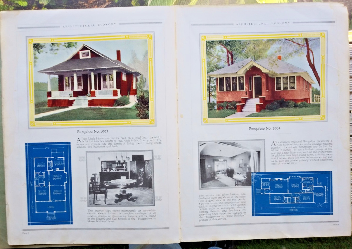 Architectural Economy 1920 House Home Floor Plan Design Book Bungalow Prairie