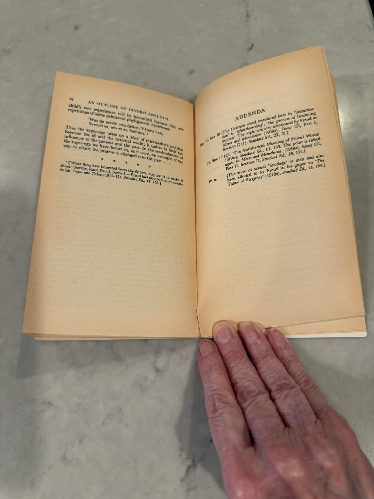 An Outline of Psycho-Analysis, Sigmund Freud, 1969 Norton Library