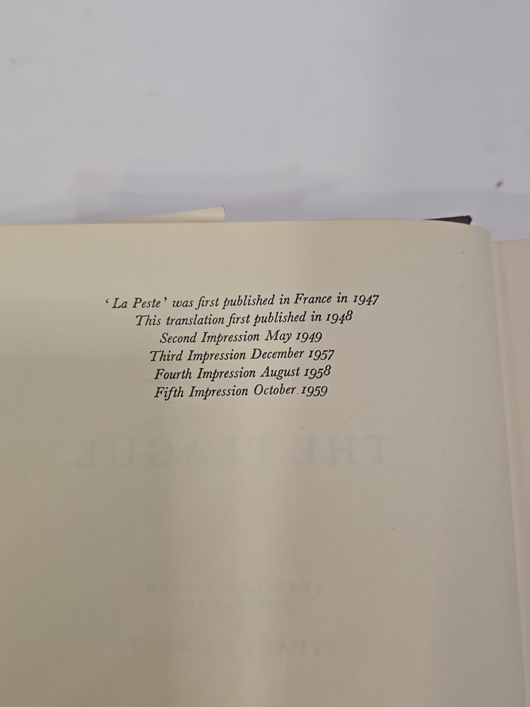 First UK Edition The Plague by Albert Camus the stranger myth of Sisyphus 1959