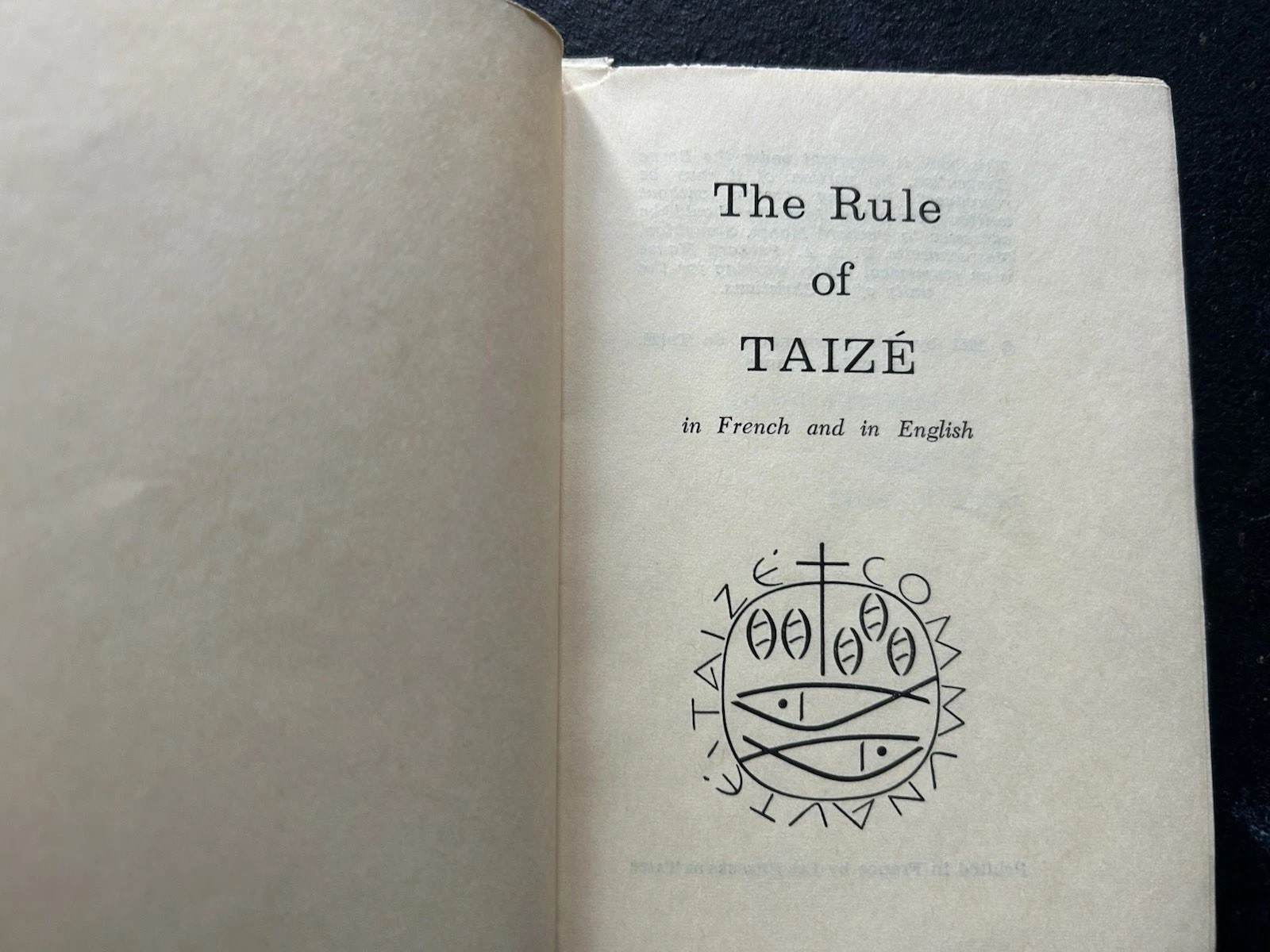 Vtg. 1961 The Rule of Taize Parallel French-English Religious Brotherhood Text