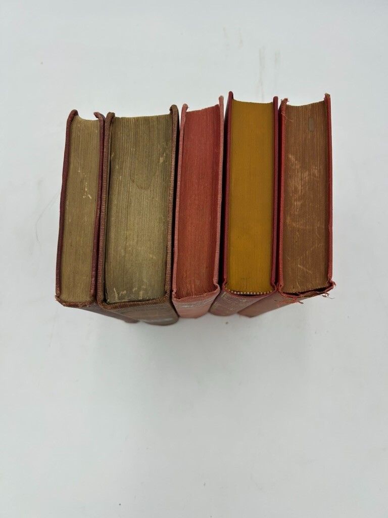 Vintage Book Lot of 10 RED Old Antiquarian Rare Decoration Hardcover Books