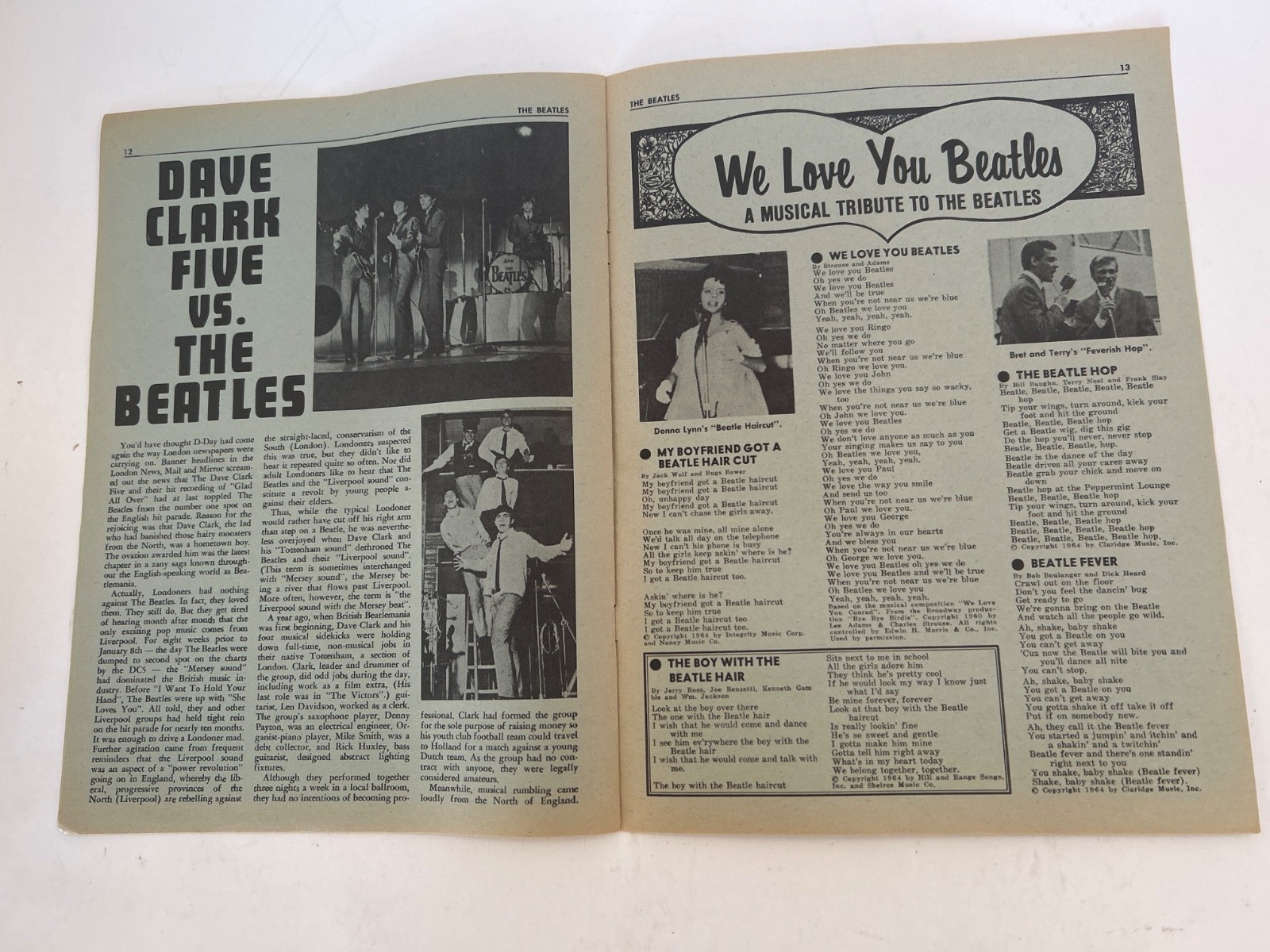 Nice Rare Collector’s 1964 Beatles Fanzine of Songs Vol 1 #2 ex condition