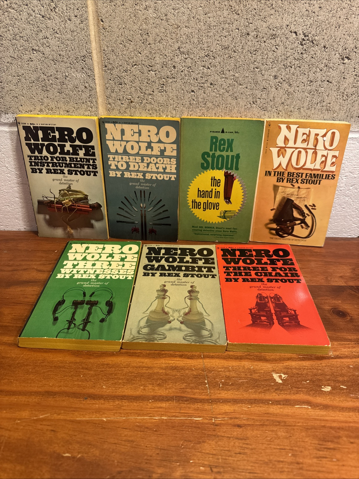 Rex Stout Book Lot (7) 1960’s 1970’s Bantam Books Gambit Three Witnesses ….