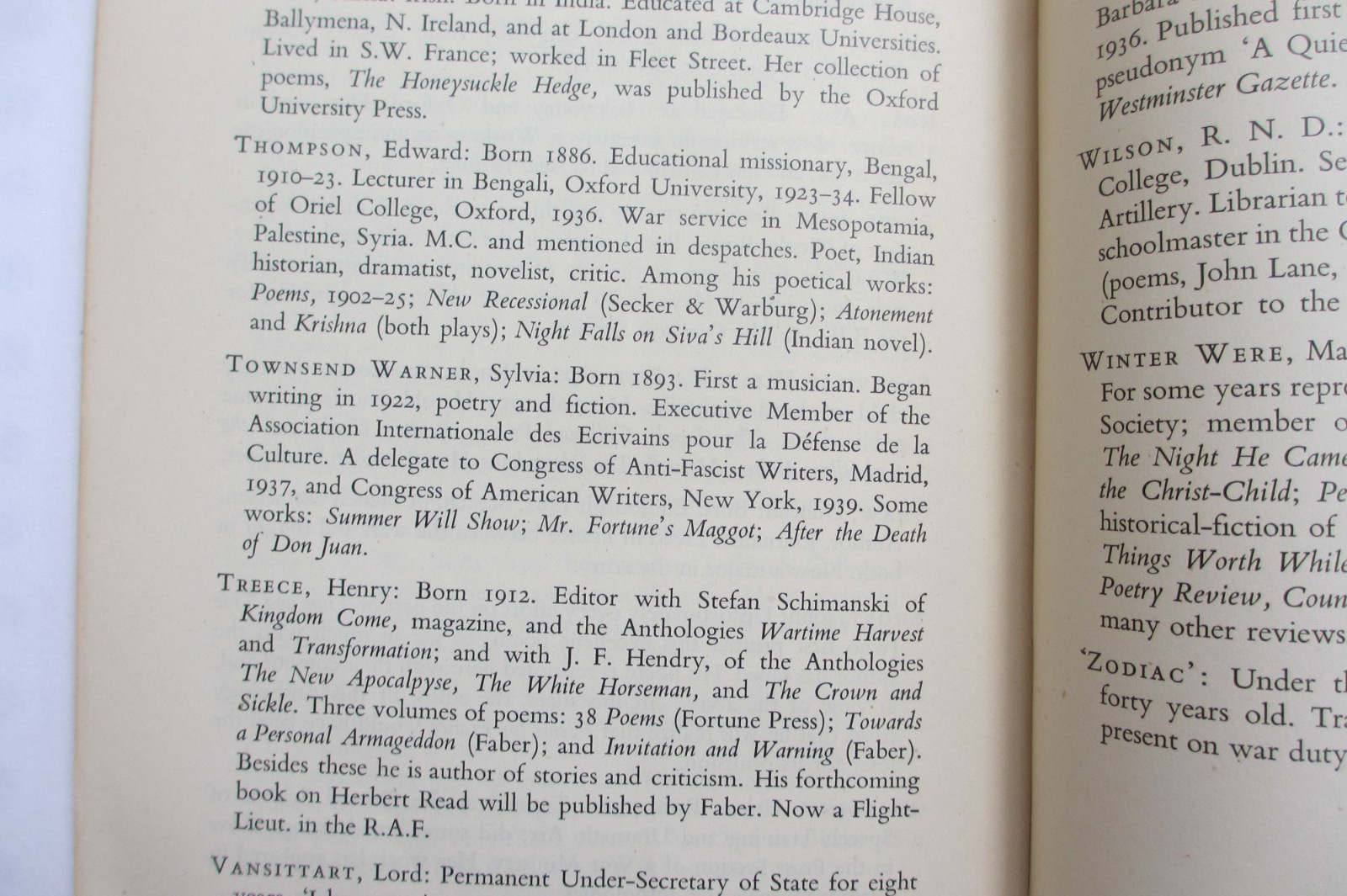 Nancy Cunard, ed. Poems for France. 1944. Sylvia Townsend Warner etc.