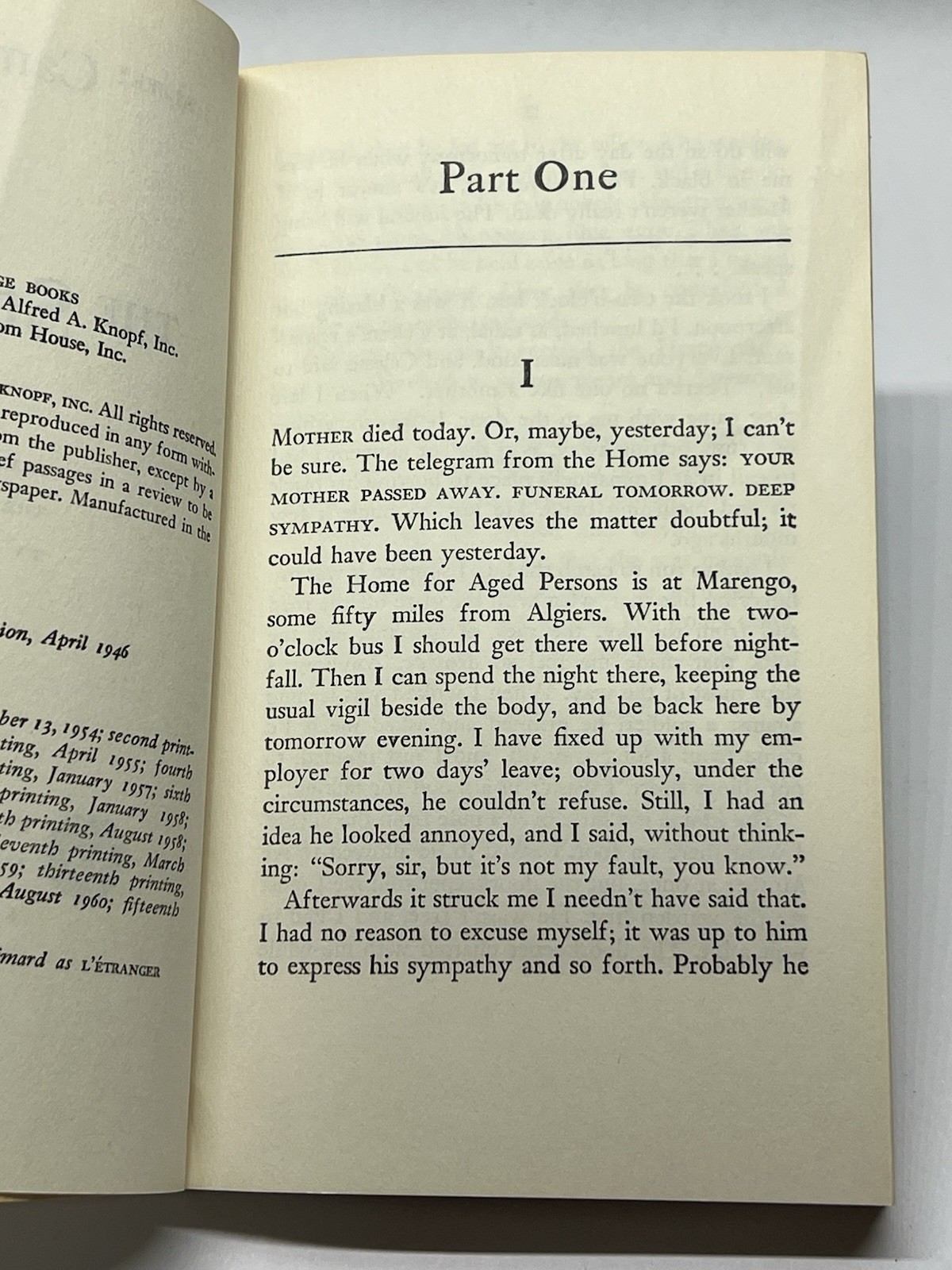 The Stranger by Albert Camus / PB 1961