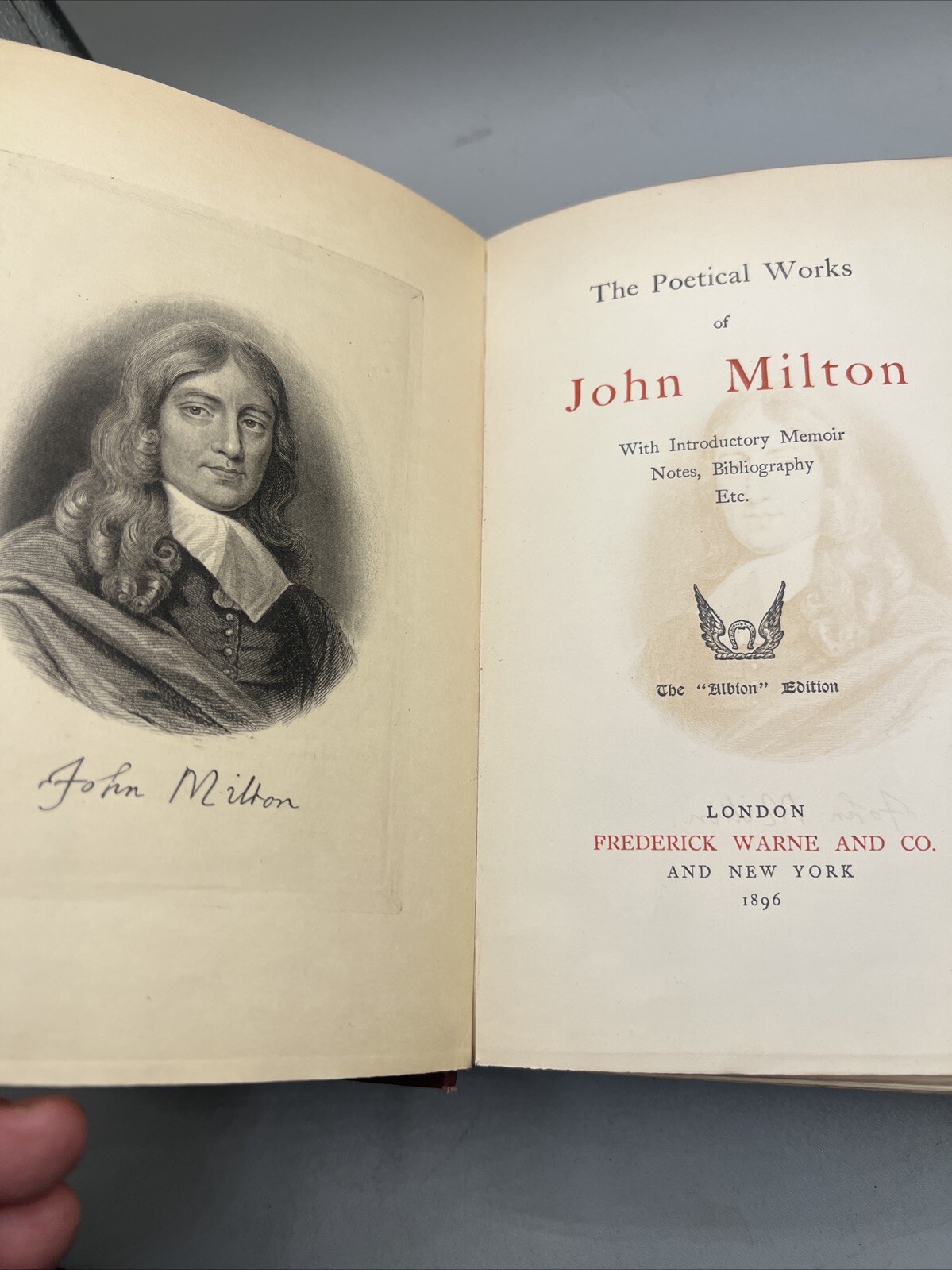 The Poetical Works of John Milton – 1896 Frederick Warne and Co Albion Edition
