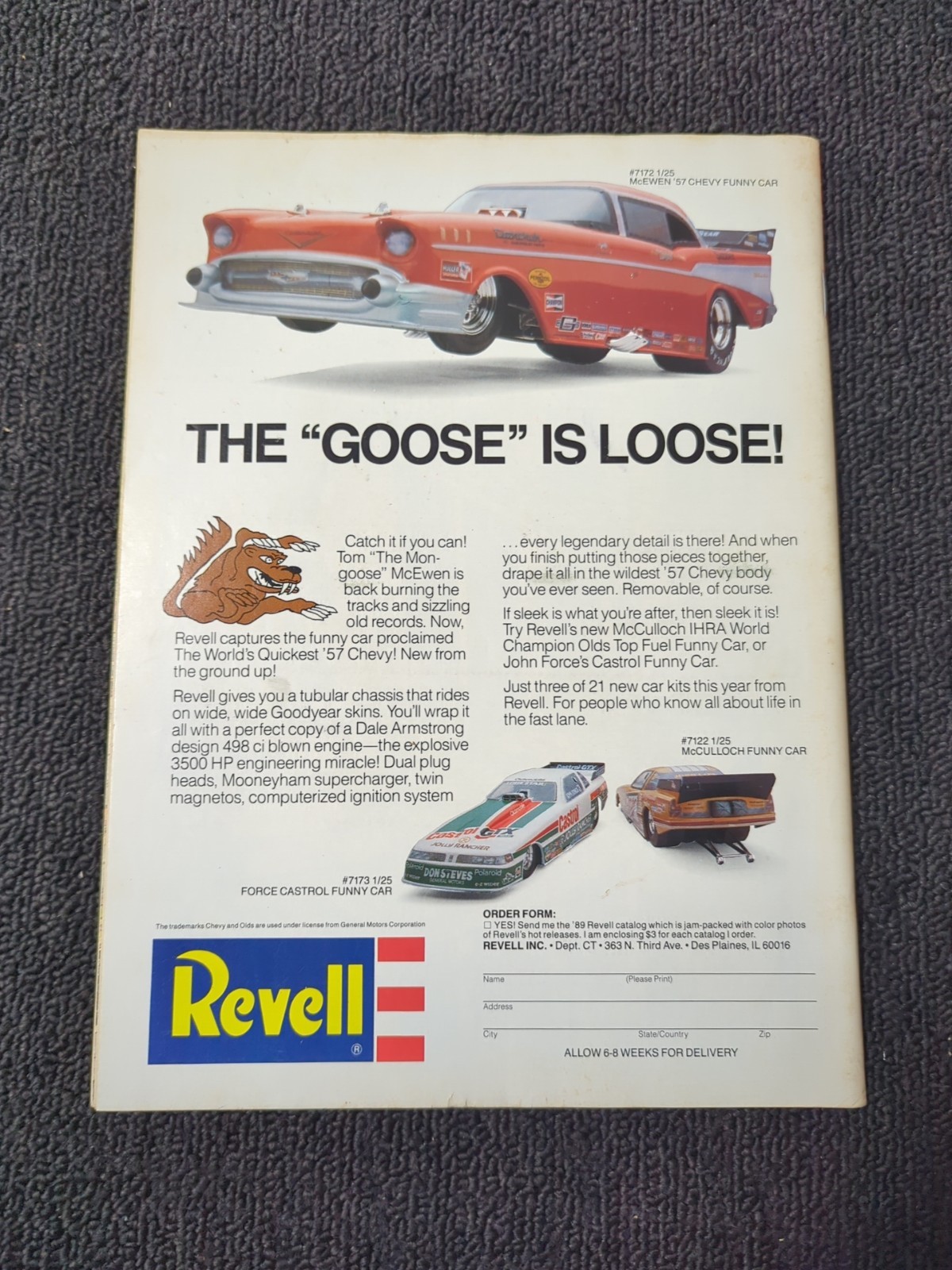 CARTOONS AUGUST 1989 AUG 6.5 7.0 CORVETTE CAMARO QUALIFIED POSTER MISSING VM06