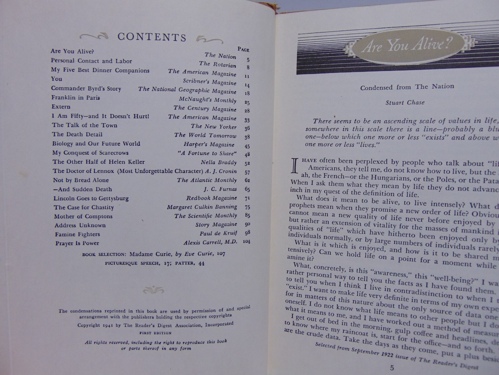 The Reader’s Digest 20th Anniversary Anthology (1941, Hardcover) 1st Edition