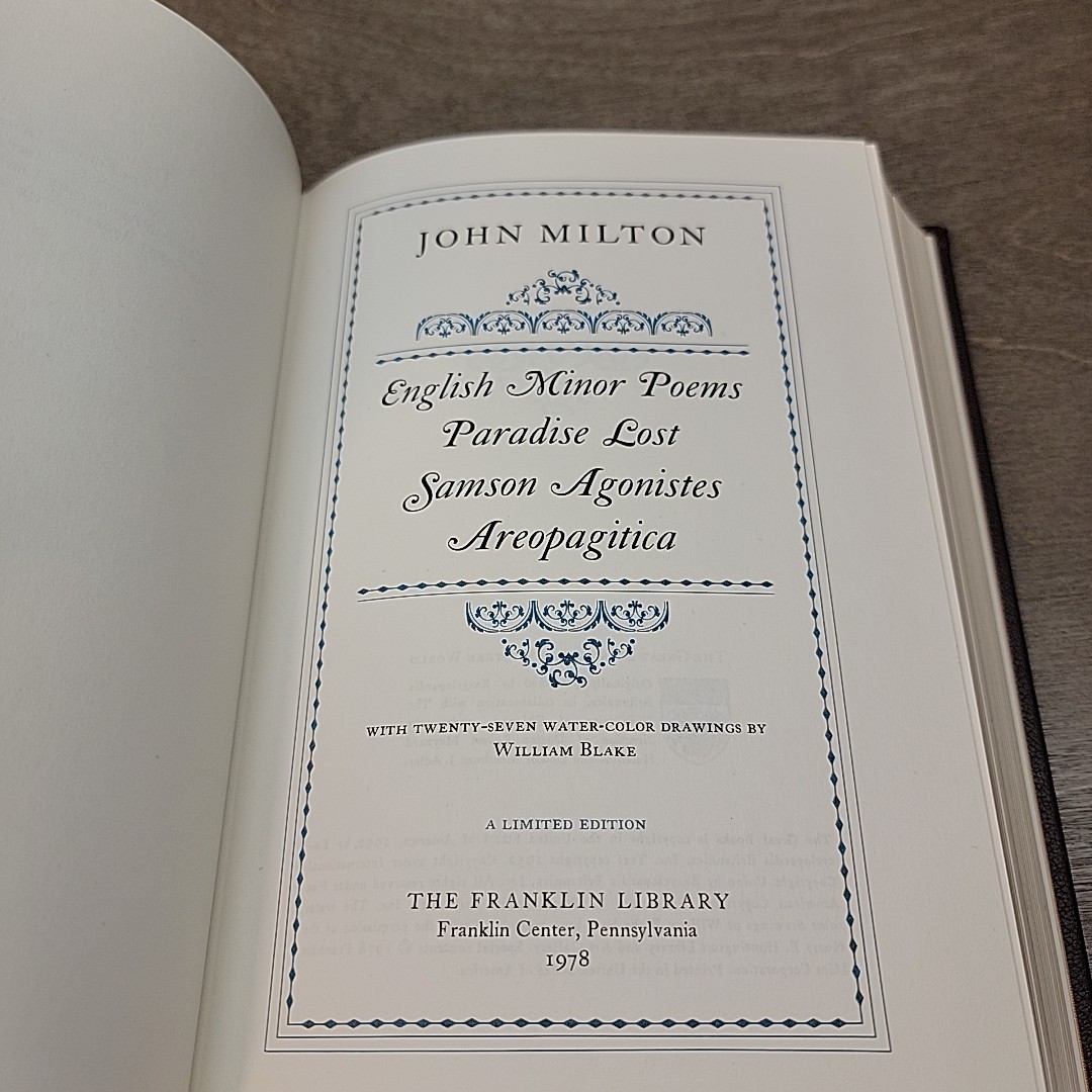 John Milton Paradise Lost Franklin Library Great Books of the Western World 1978