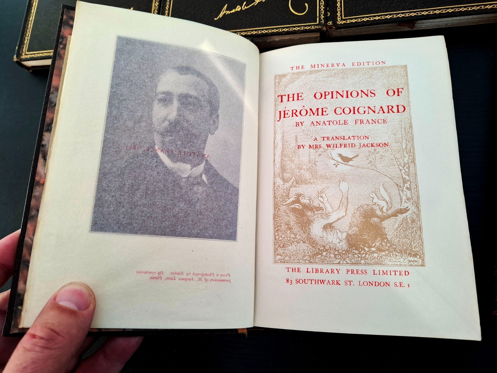 1925 – Anatole France Minerva Edition x7, Nobel Winner, Gilt Portrait Bindings