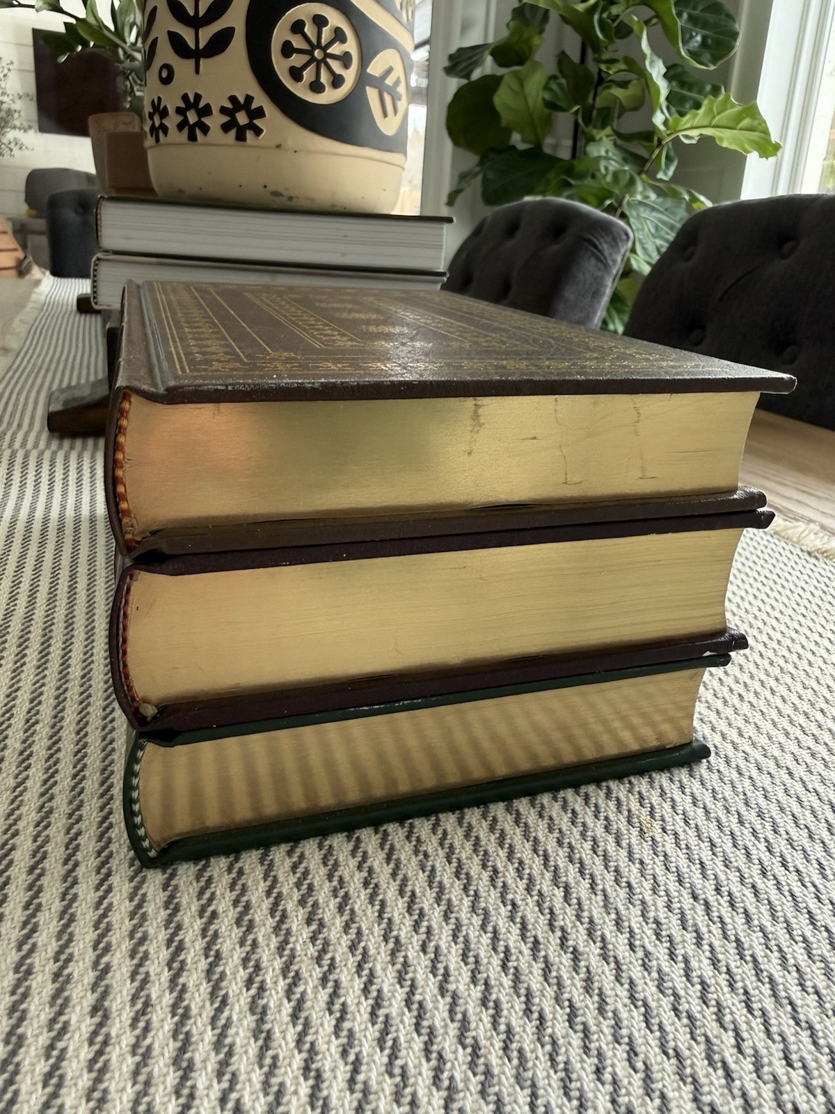 Lot Of 3 Franklin Library Full Leather Books Vintage Decor Collectible Hardcover