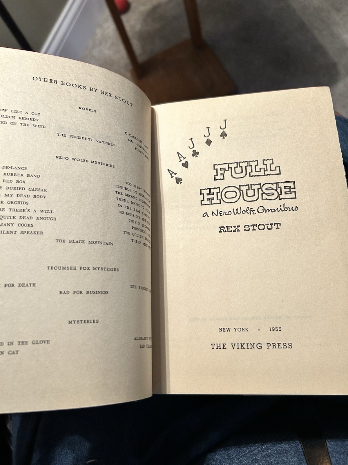 1955 Full House A NERO WOLFE Omnibus by Rex Stout HC/DJ