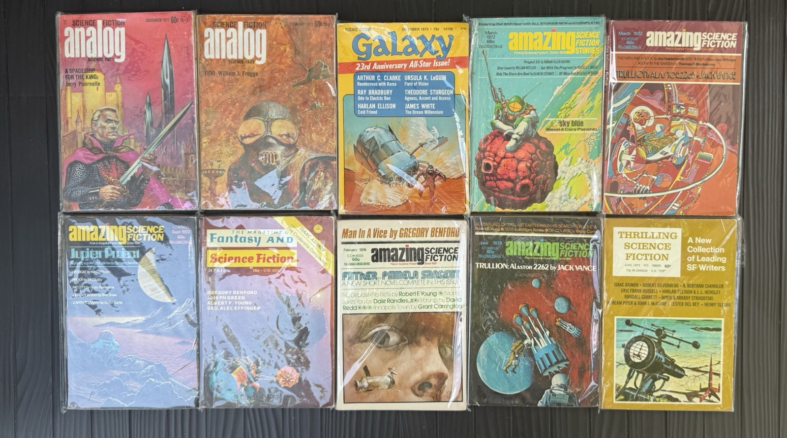 10 LOT : 1970s Science Fiction Magazines THRILLING AMAZING SCI FI ANALOG & More