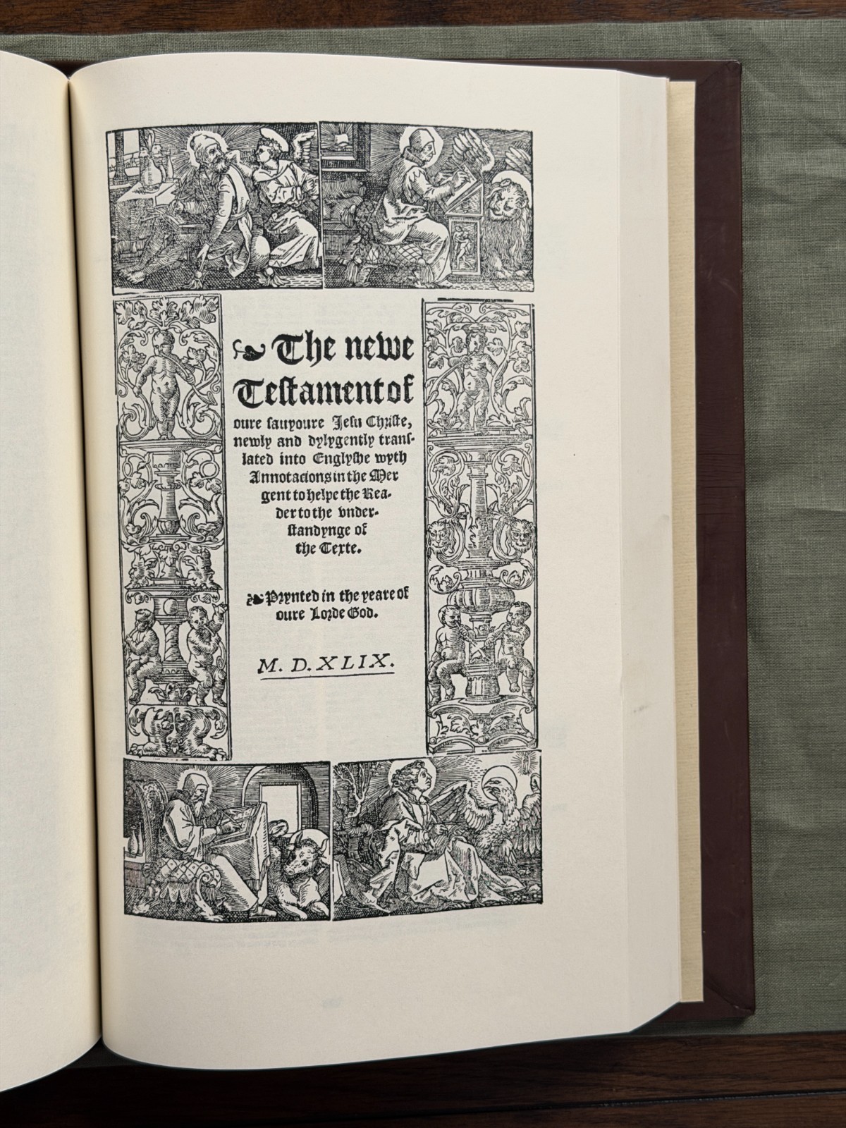1549 Matthew’s Tyndale Bible Facsimile Leather Gibbor Edition w/ Original Leaf