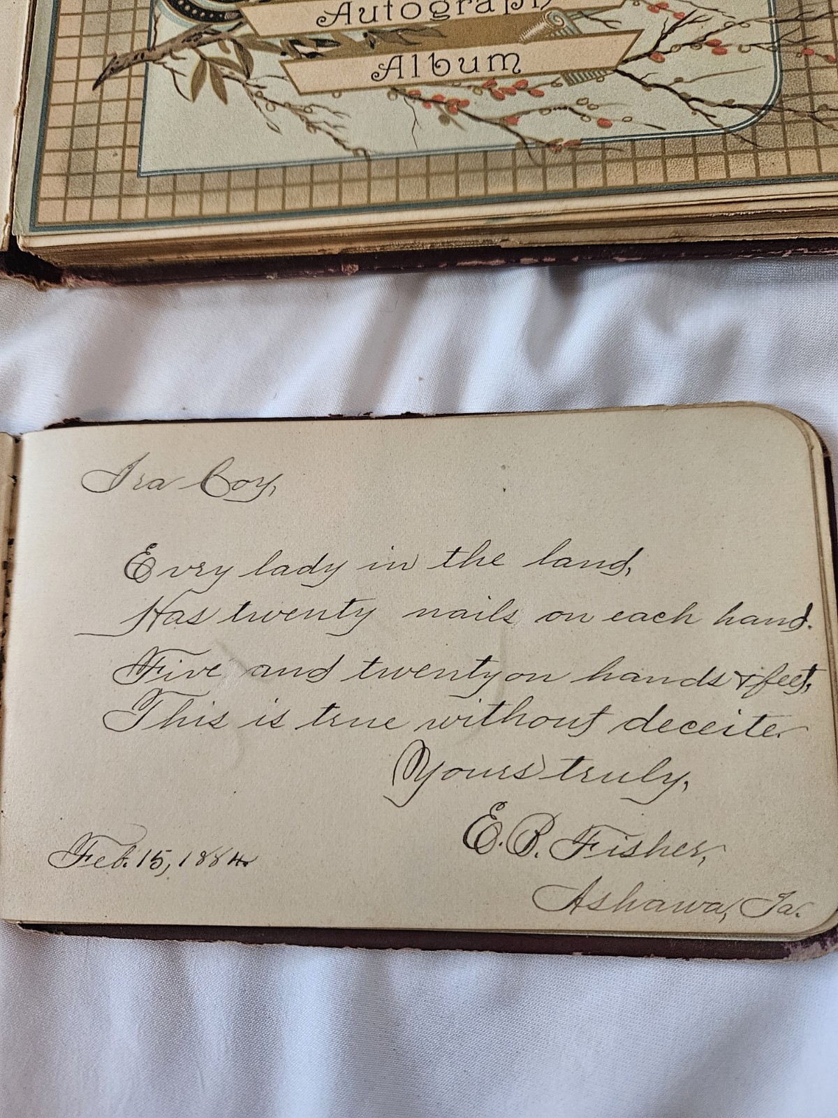 Lot 2 Antique Vintage 1880’s Autograph Books Iowa Texas Nearly Full