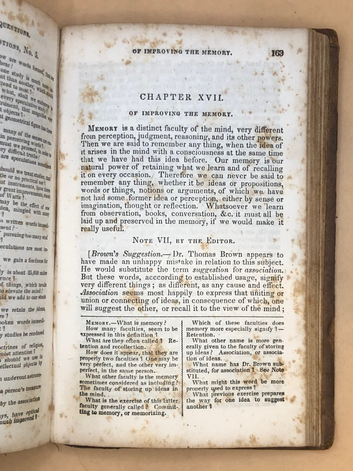 Watts Improvement of the Mind 1833 OLD ANTIQUE ANTEBELLUM SELF HELP BOOK