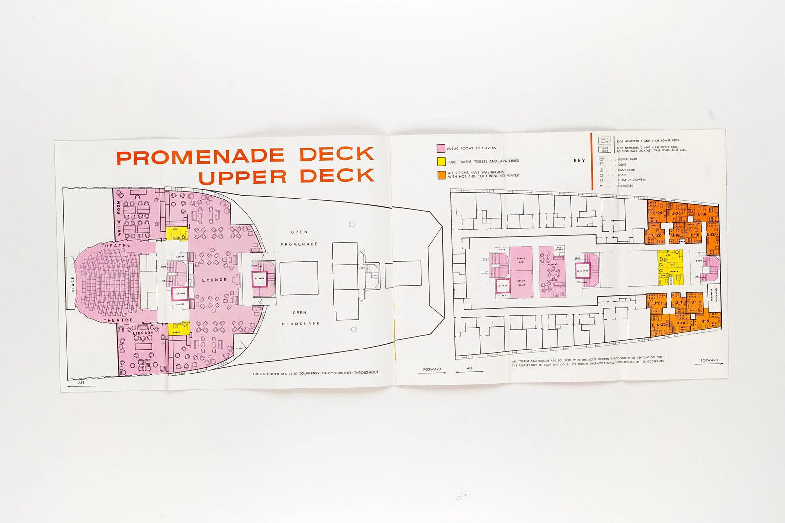 s.s. United States – Tourist Class Deck Plan