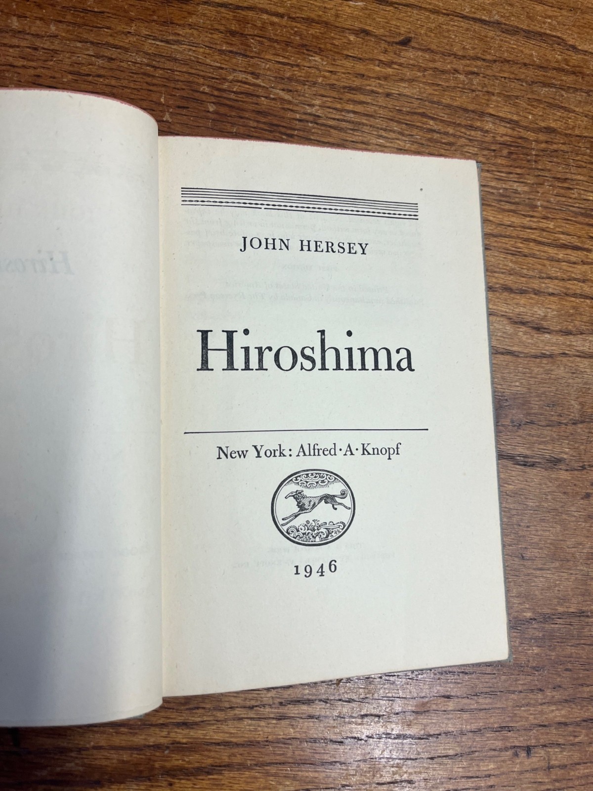 Hiroshima by John Hersey 1946 First Edition Hardcover Alfred A. Knopf (Borzoi)