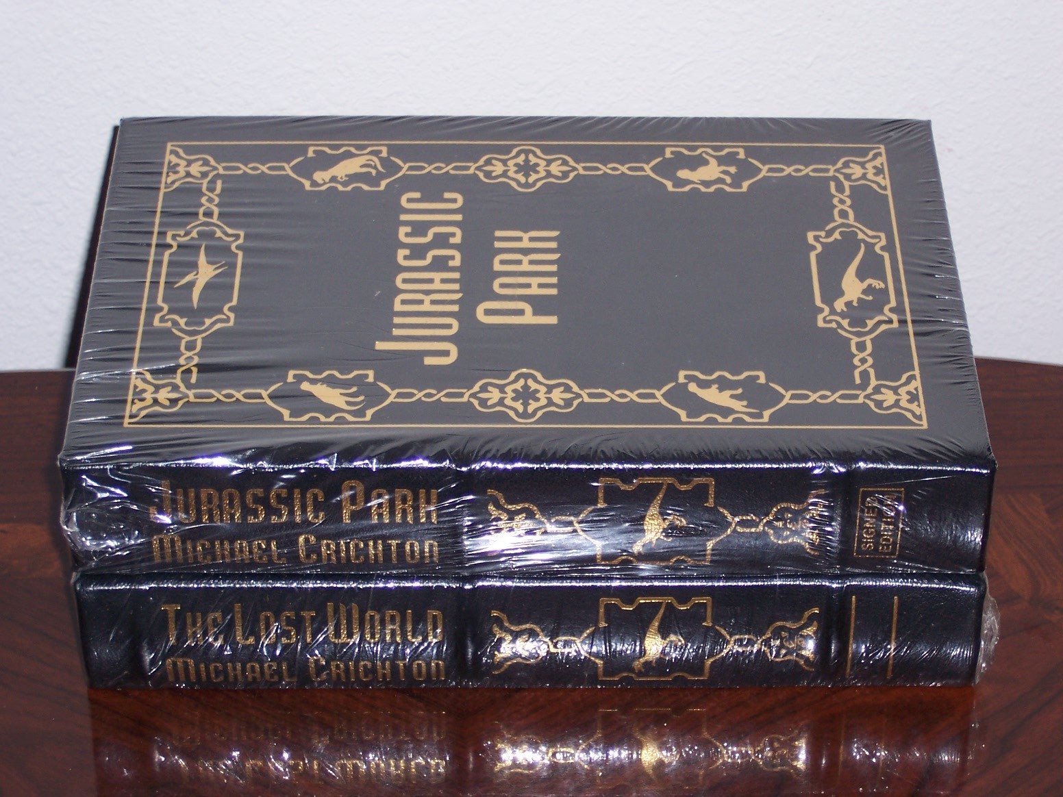 Easton Press Signed Jurassic Park & THE LOST WORLD by Michael Crichton