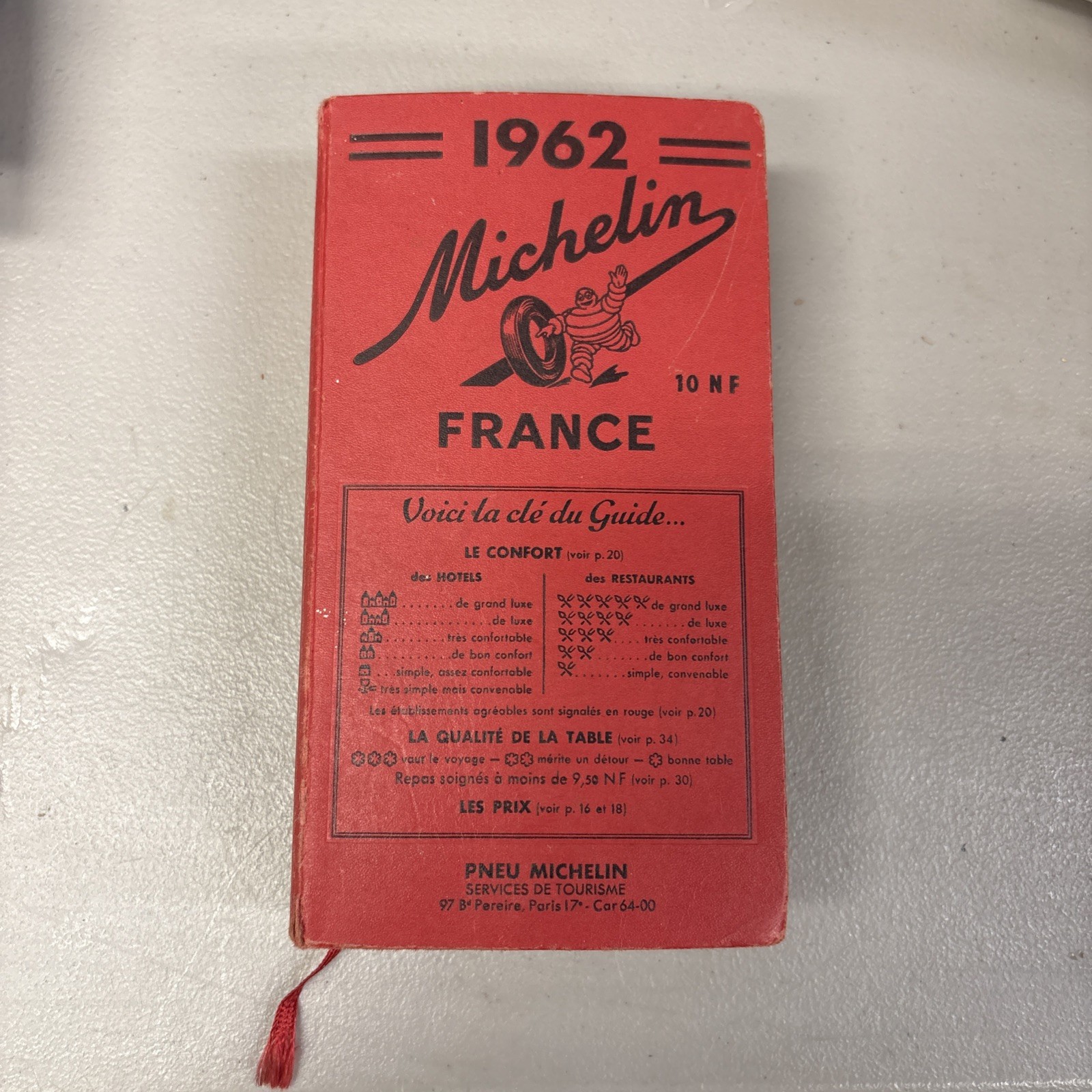 VTG 1962 Michelin Guide France Travel Book Restaurant Hotel Maps Tourism