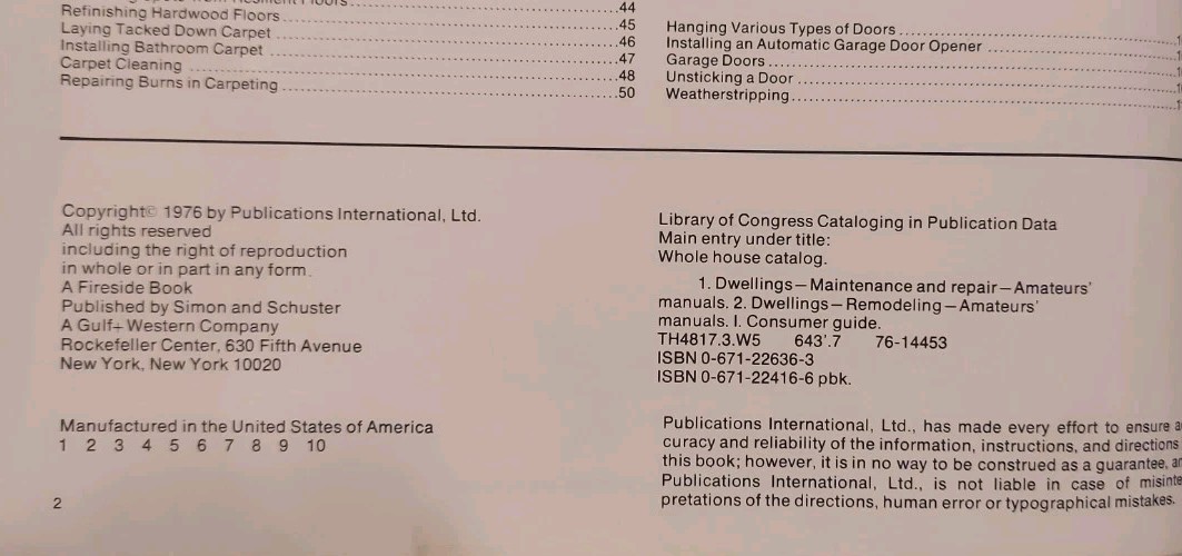 Whole House Catalog By The Editors Of Consumer Guide 1976